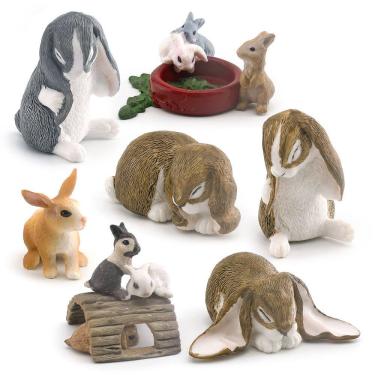 Imagem de Conjunto de bonecos de coelho em miniatura, 7 peças de PVC Bunny Farm Animal Kids