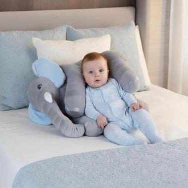 Imagem de Almofada Elefante Pelúcia Para Bebê Travesseiro Menina Menino 60 cm - 