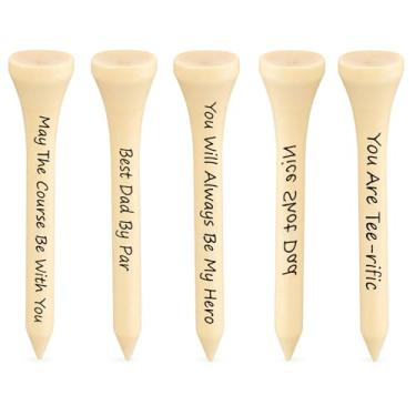 Imagem de Sumind 60 peças de presentes de golfe de Natal para papai, camisetas de golfe de madeira a granel com frases engraçadas, Dia de Ação de Graças, para pai avô (cor de madeira, 2-1/8 polegadas)