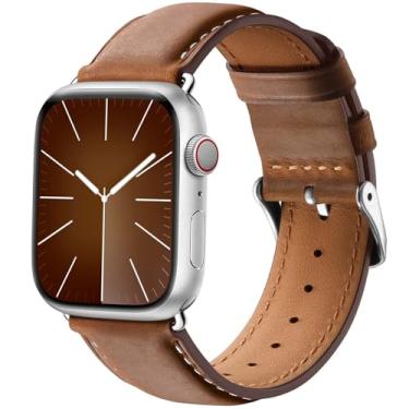 Imagem de IMIVIO Pulseiras de couro compatíveis com Apple Watch séries 10, 9, 8, 7, 6, 5, 4, 3, 2 e 1 e Ultra2 de 42 mm, 44 mm, 45 mm, 46 mm, 49 mm