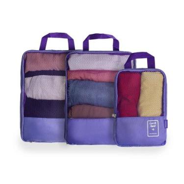 Imagem de Kit Organizador de Mala 3 Peças Lilas - Bagaggio, U
