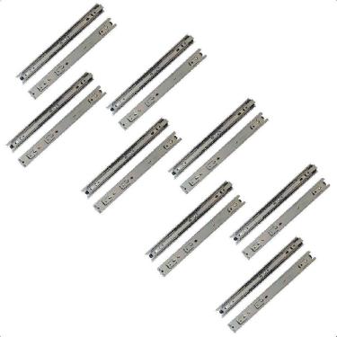 Imagem de 16 corrediças telescópicas 40cm gaveta trilho zinca. 8pares