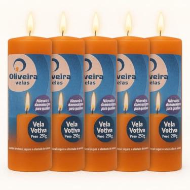 Imagem de Vela7 Dias Branca 250g de Parafina Pura - Pacote com 5 Unidades (Tradicional, laranja)