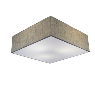 Imagem de Lustre Plafon Sobrepor Quadrado Vivare CQF5015CZ Cúpula em Tecido Cor Cinza 50x50x15cm