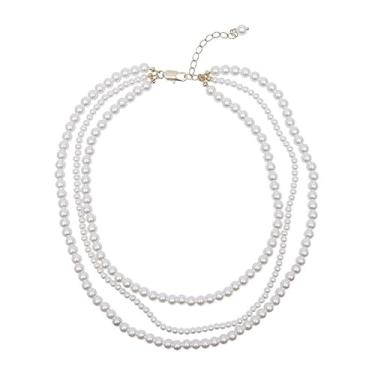 Imagem de Colar Perola Comprido Noiva Festa Casamento Triplo Luxo Elegante Delicado Barroca-Gargantilha Maxi Pérola Anos 80 Anos 60 Camada-Presente Feminino Mãe Avó Senhoras Retrô Vintage Cascata