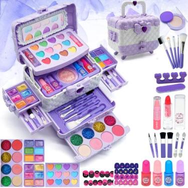 Imagem de Kit de maquiagem HERAPFANN Kids para meninas de 4 a 12 anos lavável ro