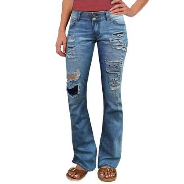 Imagem de Calça jeans Flamingals, bota larga, cintura baixa, rasgada