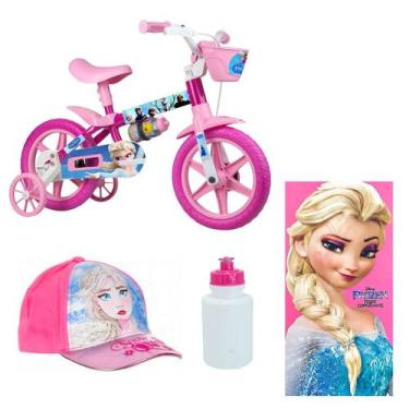 Imagem de Bicicleta Infantil Frozen Rodinhas Passeio 4 Itens - Nathor