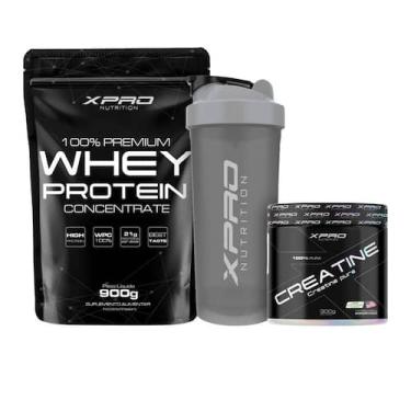 Imagem de Kit Whey Protein Concentrado 900g + Creatina Pura 300g + Coqueteleira 