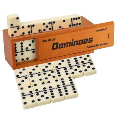 Imagem de Conjunto Domino Double 6 Jumbo Size com Spinner 28 peças com caixa - D
