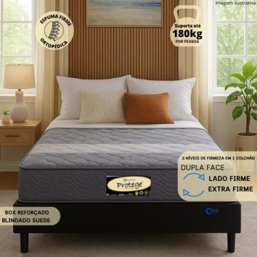 Imagem de Colchão Casal Dupla Face 138cm com Base Suede Blindada Click  Espuma F