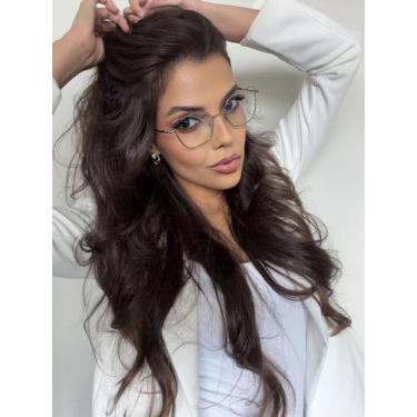Imagem de Armação Óculos de Grau Feminina Retangular Titanium  Livia Óculos Sunr