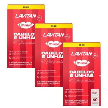 Imagem de Lavitan carmed cabelos e unhas 60 comprimidos mastigaveis, Iogurte de 