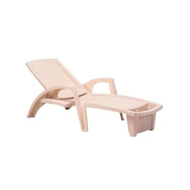 Imagem de Espreguiçadeira Sole Reclinável Bege em Polipropileno com Proteção UV Pisani