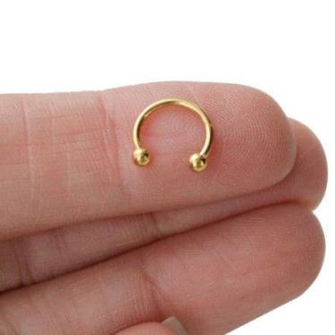 Imagem de Ferradura aço cirúrgico mini bolinhas dourada - no-brand, DOURADO / 6M