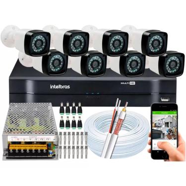 Imagem de Kit 8 Cameras Seguranca Hd Dvr Intelbras full hd 8ch mhdx S/ Hd