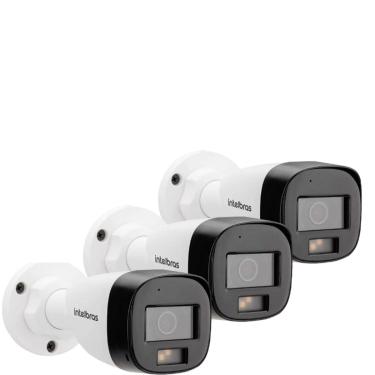 Imagem de Kit Intelbras 3 Câmeras de Segurança 3220 B Multi-hd Vhd Full Color Com Microfone e Áudio 20m Branca