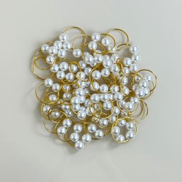 Imagem de Kit 50 Anéis Para Guardanapos 4cm x 3cm Pérola Duplo Grande Mesa Posta - Dourado