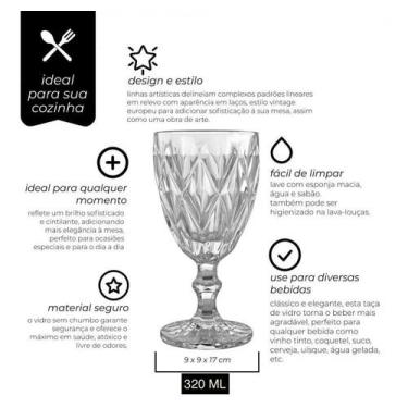 Imagem de Jogo 3 Taças para Agua Vidro Diamond Clear Vitral Verre Mimo, 3