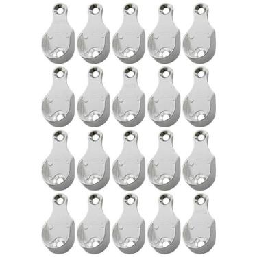 Imagem de Kit 20 Suporte Para Tubo Oblongo Cabideiro Guarda Roupa Closet Armário