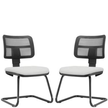 Imagem de Kit 2 Cadeiras De Escritório Recepção Branco - LYAM DECOR
