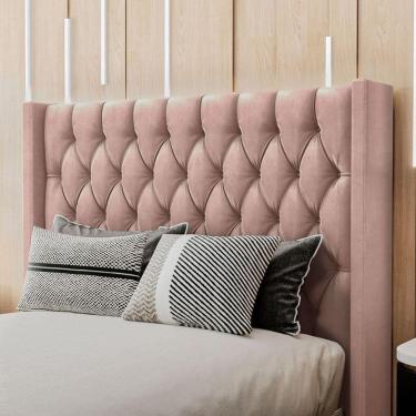 Imagem de Cabeceira Estofada Solteiro 90 Cm Pérola Veludo Rose