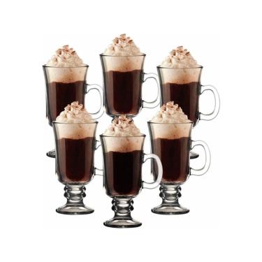 Imagem de Kit 6 Caneca Cappuccino Royal Xicara Vidro Taca Alta Cafe Chocolate Dolce Gusto Coffe 230ml Bar