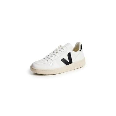 Imagem de Veja Tênis feminino V-10 com cadarço, extra branco/preto, 36 médio, Extra branco/preto, 38