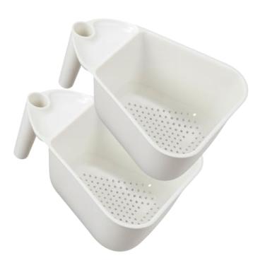 Imagem de Kit Escorredor De Massas Macarrão E Legumes Frutas Vegetais Com Alça + Lava Arroz Plástico Cores (Stylo Branco | Kit 2)