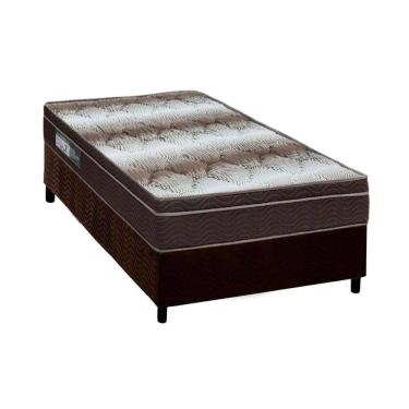 Imagem de Cama Box Solteiro: Colchão Ortopédico Ortobom Wood Light + Base CRC Suede Brown(78x188)