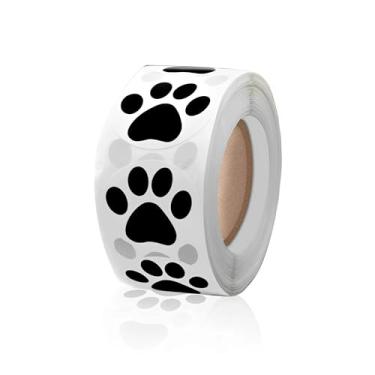 Imagem de Adesivos com estampa de pata, adesivos de cachorrinho para mulheres e homens, adesivos redondos de 2,5 cm, adesivos autoadesivos de pata preta, adesivos pequenos para adultos com selo de envelope para