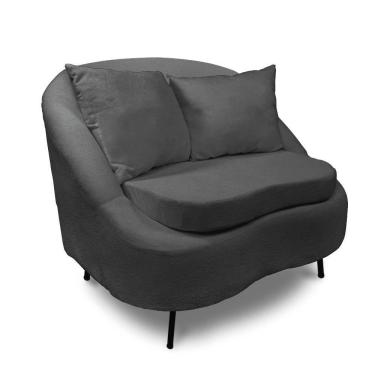 Imagem de Poltrona Decorativa Orgânica Pé Ferro Pto Zaya Bouclê Grafite C05 - D'rossi
