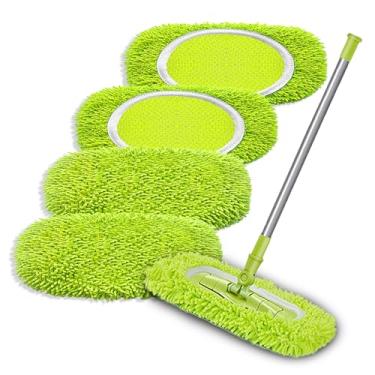 Imagem de Wzxlj.Y Pacote com 4 refis reutilizáveis de esfregão compatível com esfregão Swiffer, panos de limpeza úmidos de microfibra para limpeza de piso, ideal para limpeza doméstica e piso lavável (pacote