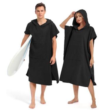 Imagem de Toalha Abahub Surf Poncho Quick Dry com capuz M preta