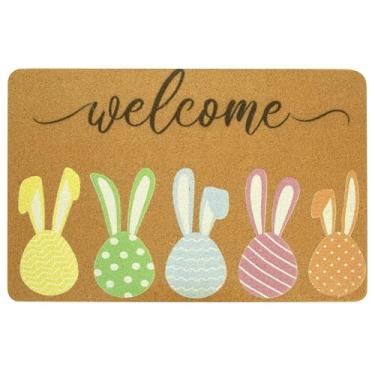 Imagem de CaySep Tapetes de boas-vindas, entrada externa, cinco coelhos, capacho para casa, coração, amor, tapete engraçado, antiderrapante, para ambientes internos, 43 x 73 cm