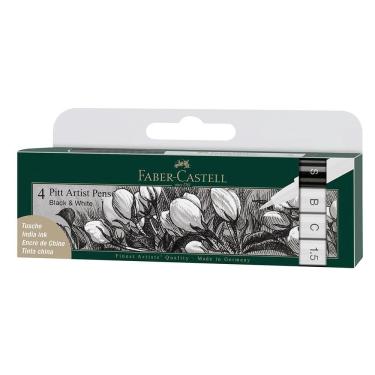 Imagem de Caneta artística Pitt 1.5/C/B/S c/ 4 unid Faber-Castell