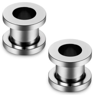 Imagem de Ocptiy 10G-00G Astm F136 Túneis de titânio para parafusos de orelha, ajustados, alargadores, alargadores, alargador, piercing de joias para mulheres e homens, prata, ouro, 1 par, 00 Gauge = 10mm = 3/8
