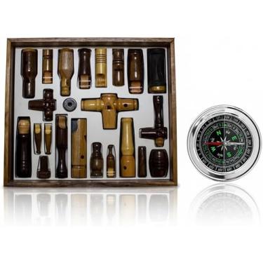 Imagem de 23 Apitos Profissionais Aves Silvestres Coleção Luxo Pássaros + Bússola Profissional 7,5 Portátil Camping Caça Trilha