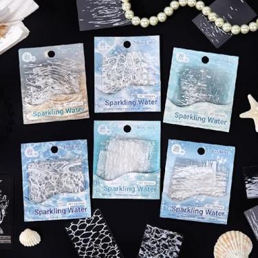 Imagem de Kit de adesivos de scrapbook de ondas de água, 120 peças, onda PET transparente, à prova d'água, conjunto de adesivos para lixo, diário, garrafas de água, telefone, laptop, decalques para adolescentes