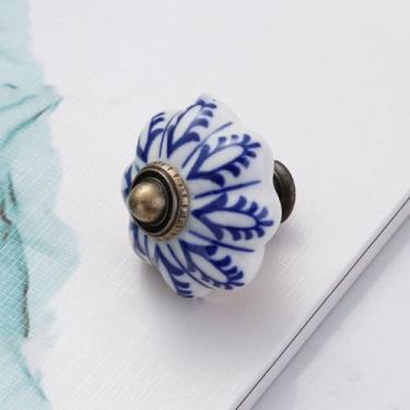 Imagem de Puxador de abóbora para decoração de porta de armário cerâmica e ligas puxador de móveis várias cores porta vintage (estilo 2)