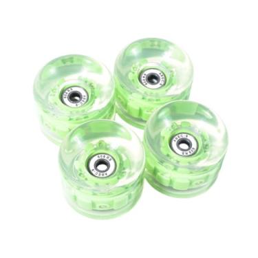 Imagem de Vaveren Rolos de skate 4x Rolos de skate usam luminosos resistentes com ABEC-9 608Rs Rolamentos transparentes Pu liso com substituição de luz, Verde