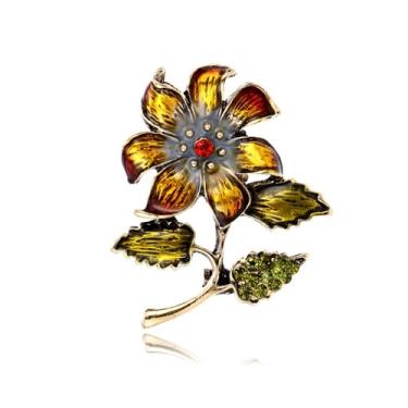 Imagem de Kokoma Broche de flor para mulheres zircônia cúbica floral declaração broche de lapela clipe de xaile alfinetes de segurança distintivo para vestido de pano acessório de moda joias, Medium, Liga de