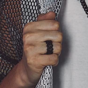 Imagem de Anel de caveira masculino punk gótico anel de corrente 10,5 mm de largura banda plana tamanho 7-14 joia retrô, 09, Aço inoxidável, Sem pedra preciosa