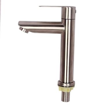 Imagem de Torneira Retrô de Mesa para Lavatório em Inox Escovado, Estilo Vintage,Torneiras Manuais para Pia de Banheiro Acabamento Acetinado