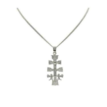 Imagem de Colar Caravaca Cross em prata esterlina 925, corrente de 60 cm - Light