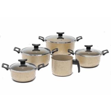 Imagem de Conjunto Panela Caçarolas 5 Peças Caneco Qualidade Premium(VANILLA CREMIC)