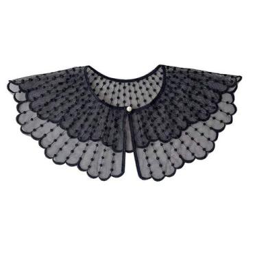 Imagem de Blusa removível de renda preta com gola falsa e design elegante - Yiwe