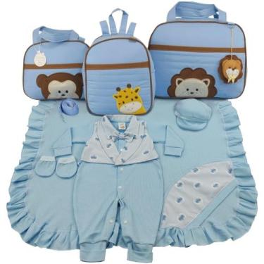 Imagem de Kit bolsa maternidade 3 peças safari azul + saida maternidade - LET BA