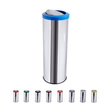 Imagem de Lixeira Inox Com Tampa Basculante Flip-top 30 Litros Cesto De Lixo - C
