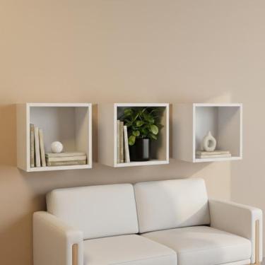 Imagem de Kit 03 Nichos 25x25 Branco MDF Decoração Sala Quarto Cozinha Banheiro 